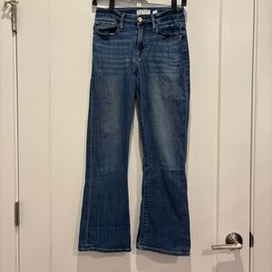 FRAME Le Crop Mini Boot Jeans Medium Wash Blue Denim High Rise Size 25